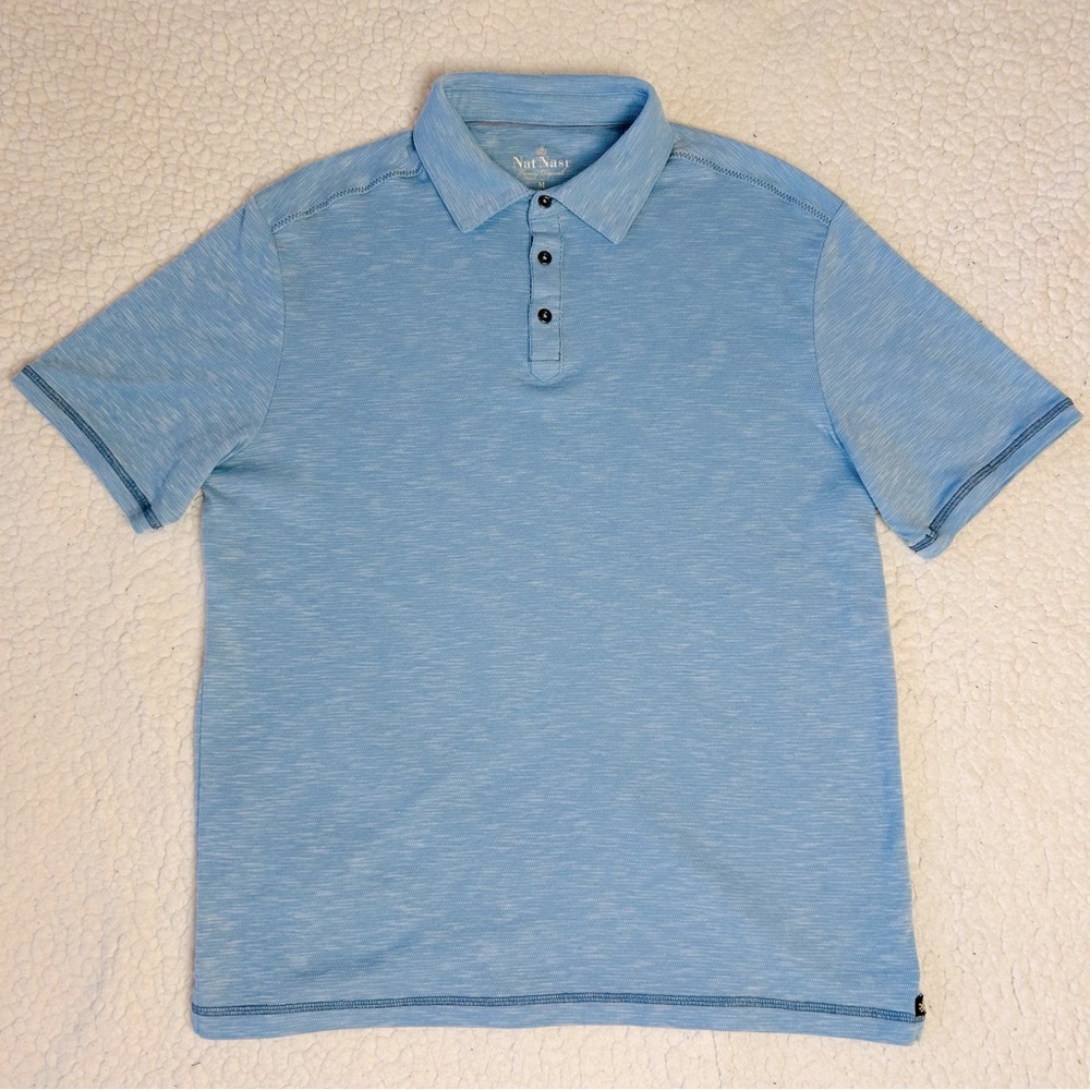 Nat Nast Luxury Originals Polo Men's Size M Short Sleeve Blue Heather Golf Shirt